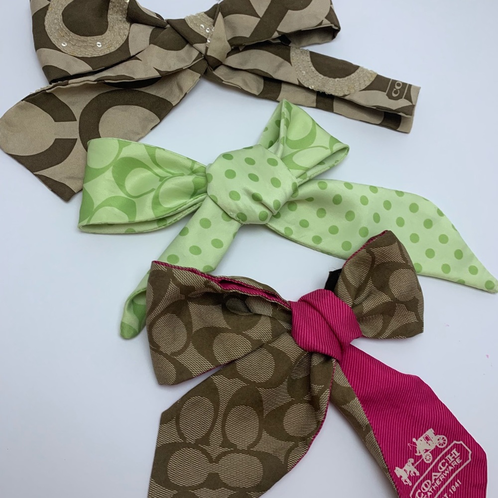 3 Coach hair scarves/ purse ribbons